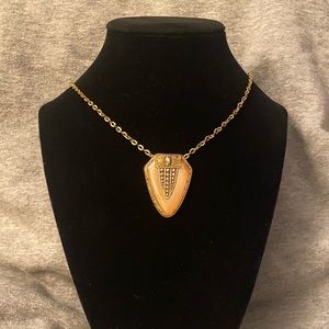 OOAK Upcycle Art Deco Half Belt Buckle Necklace on detailed 10k chain